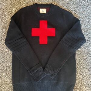 Black and Red Ski Patrol Cross Sweater